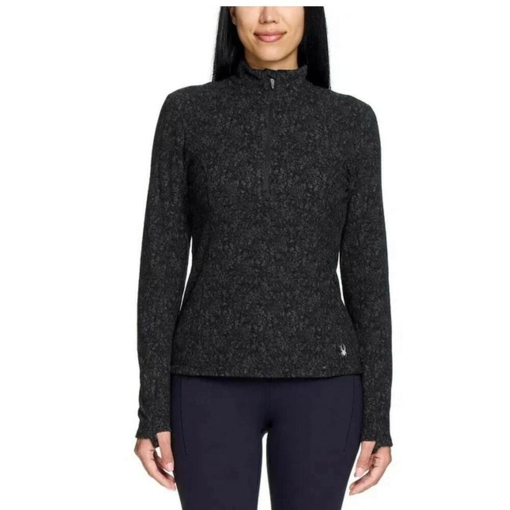 Spyder Ladies Fleece Half Zip Printed Pullover, Black, Size XXL. X